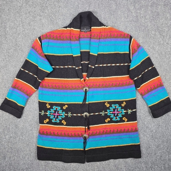 Carole Little Sweaters - VTG- Carole Little- Womens Small Shawl collar Cardigan Southwest Aztec Sweater